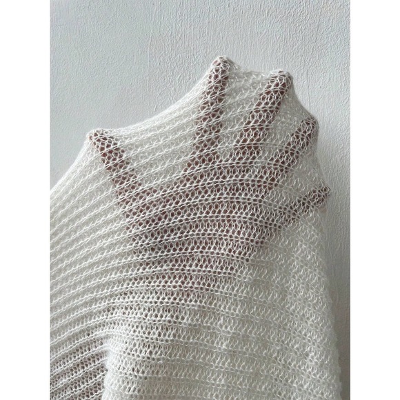 minimalist Batwing Sleeve Open Front knit Cardigan sweater white - Picture 3 of 7